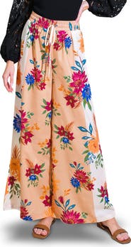 FLYING TOMATO Floral Wide Leg Drawstring Pants