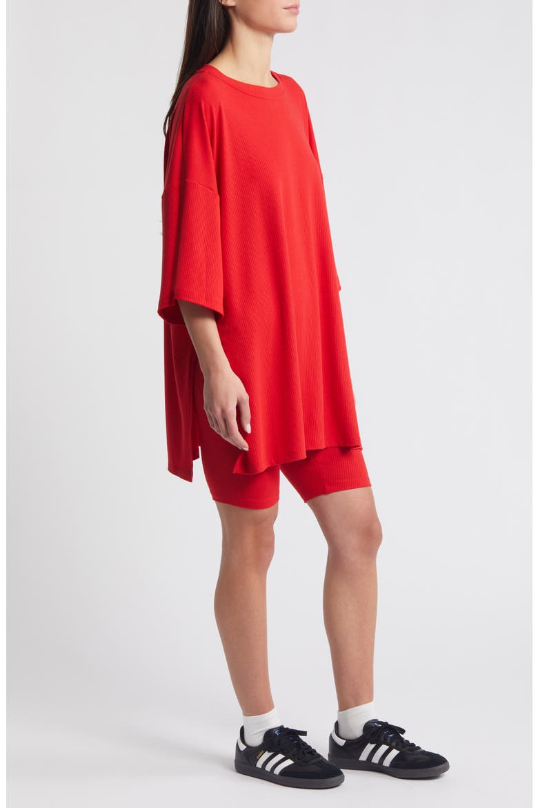 Malone Rib Oversize T-Shirt & Shorts Set, Alternate, color, RED