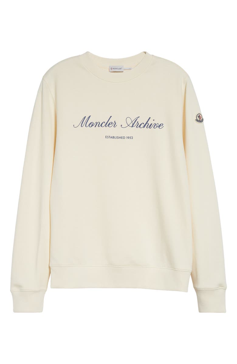 Moncler Cotton Blend Crewneck Sweatshirt, Main, color, Ivory
