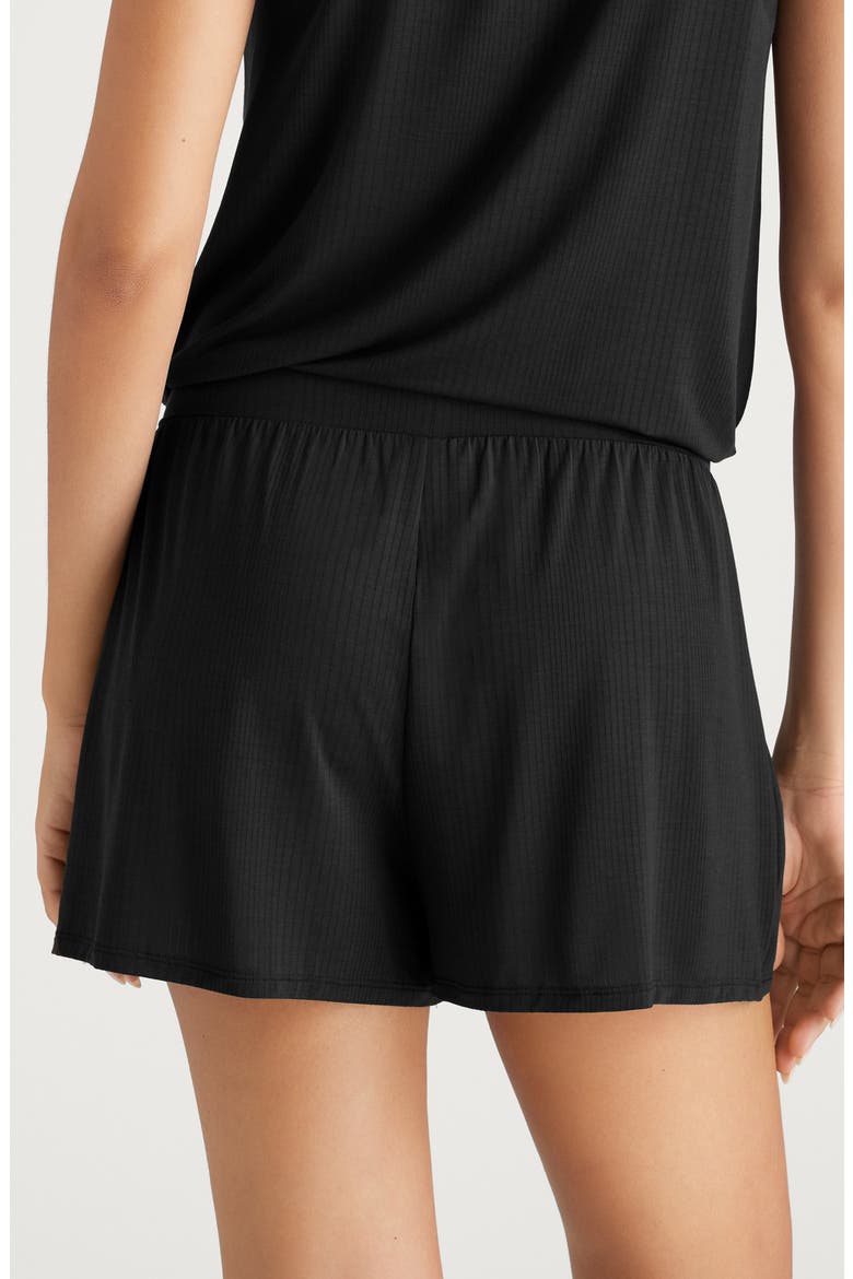 Luxe Rib Pajama Shorts, Alternate, color, BLACK