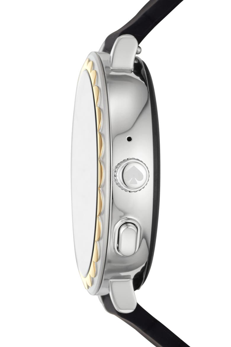 raven scallop silicone strap smart watch, 42mm, Alternate, color, BLACK/ SILVER