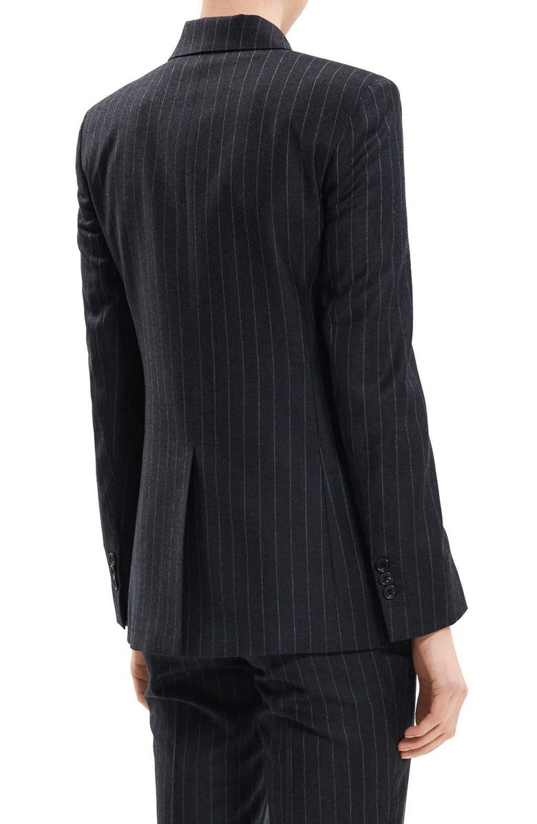 Theory Pinstripe Double Breasted Slim Fit Virgin Wool Suit Jacket, Alternate, color, 