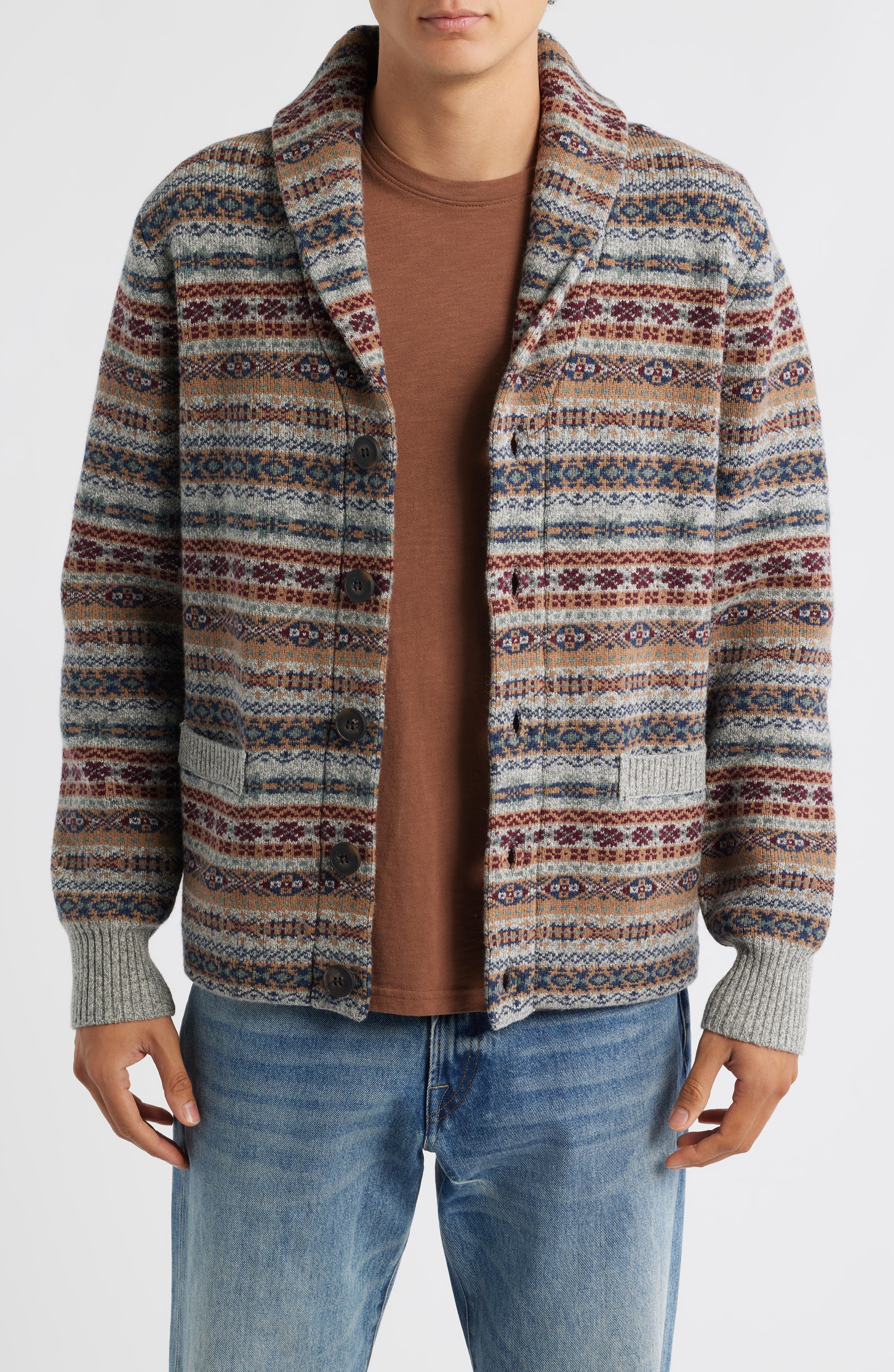 Men's Wool Blend Shawl Collar Cardigan