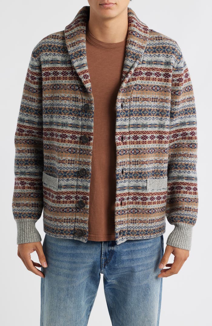 Schott NYC Men's Wool Blend Shawl Collar Cardigan