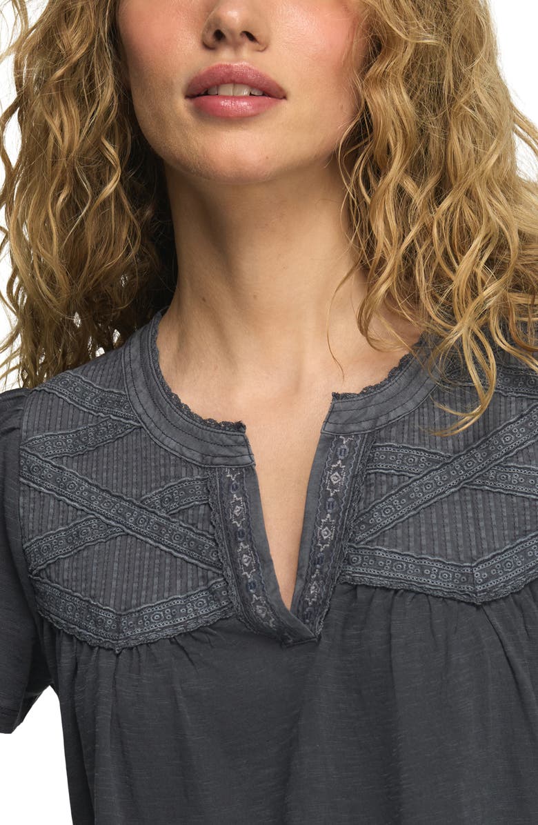 Lucky Brand Lace Pintuck Top, Alternate, color, Ombre Blue