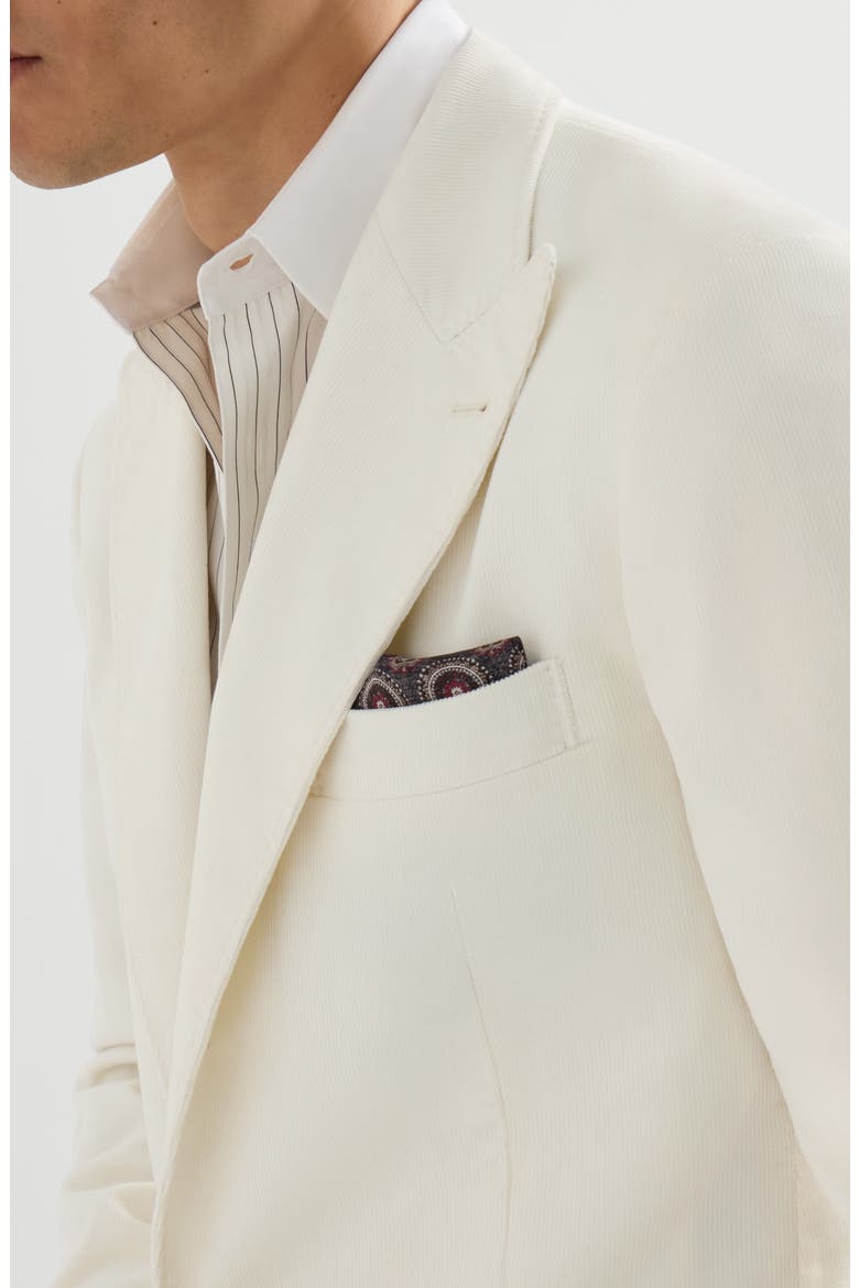 Sea Island cotton narrow wale corduroy deconstructed blazer with large peak lapels and metal buttons, Alternate, color, Panama