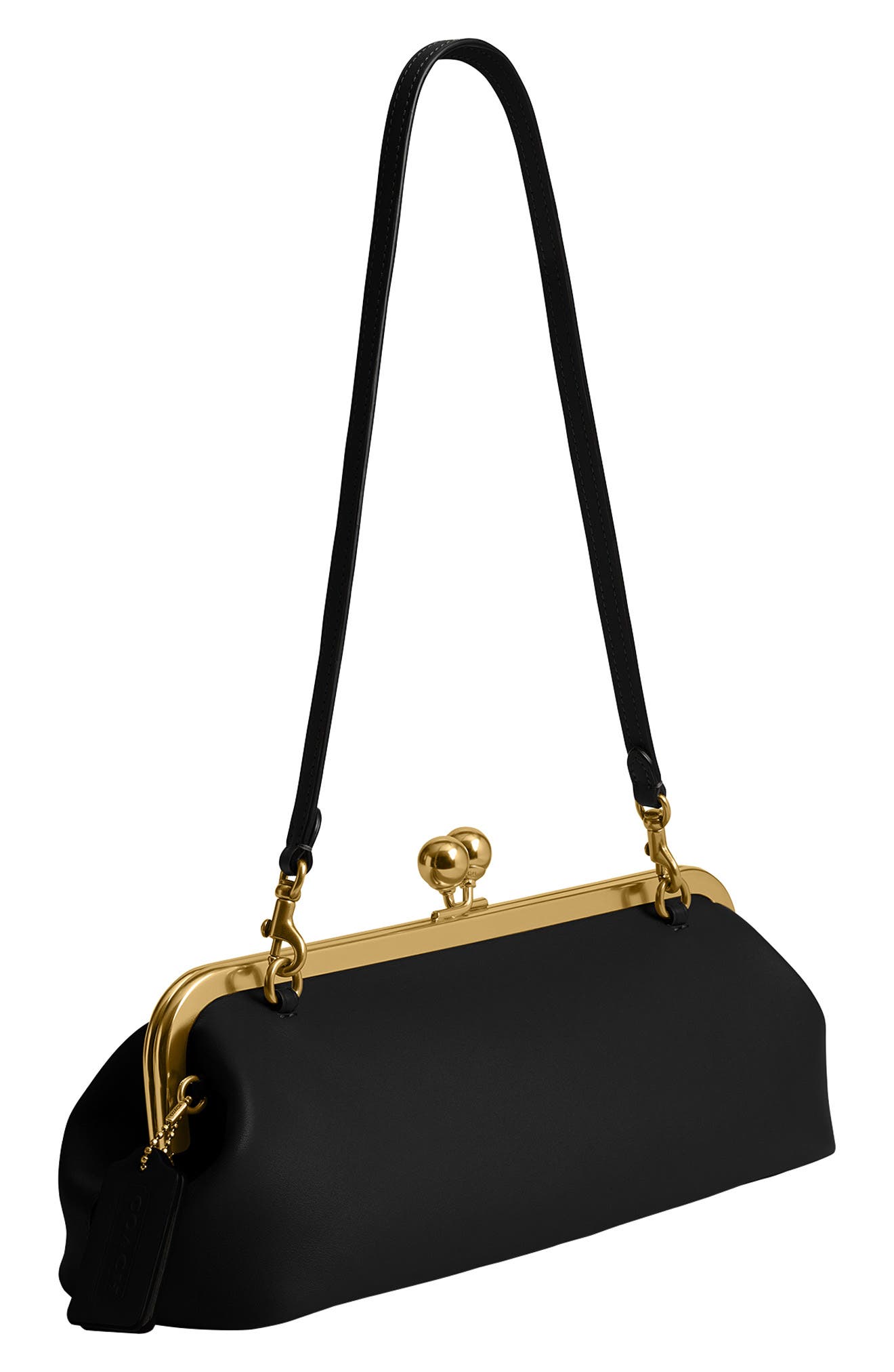 Kisslock Glovetanned Leather Frame Clutch, Alternate, color, B4/ BLACK