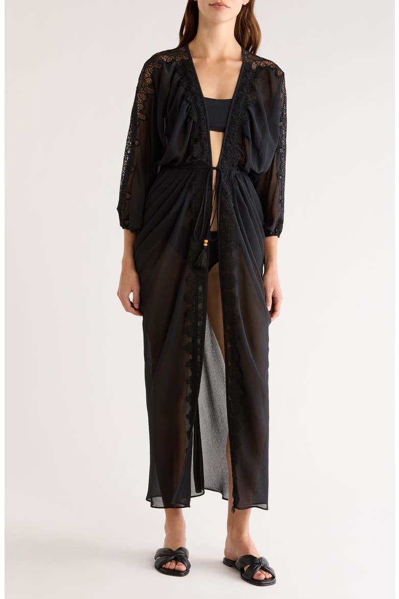 Bernice Lace Trim Cover-Up, Main, color, BLACK