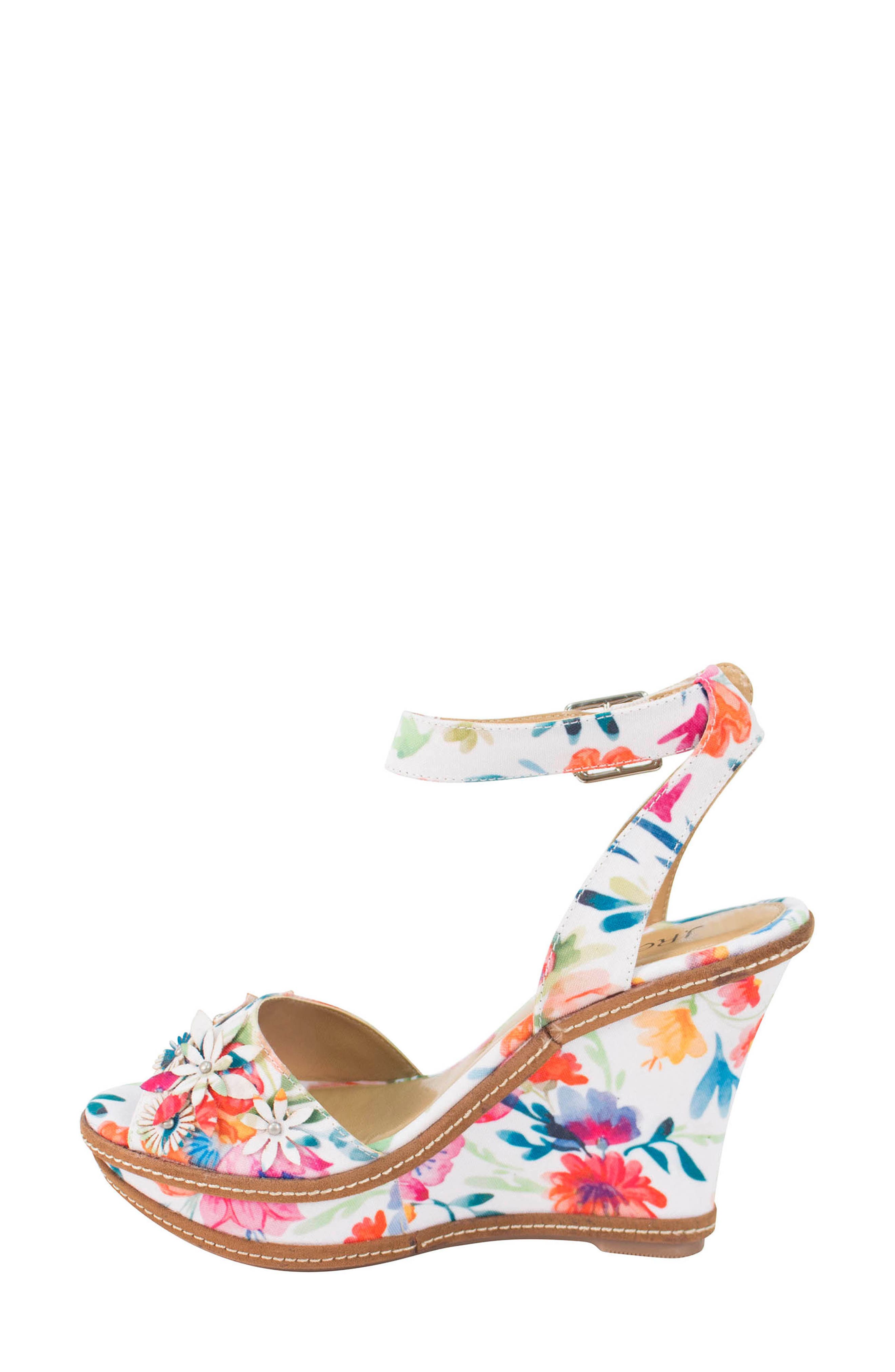 Alawna Wedge Sandal, Alternate, color, WHITE/ MULTI FABRIC