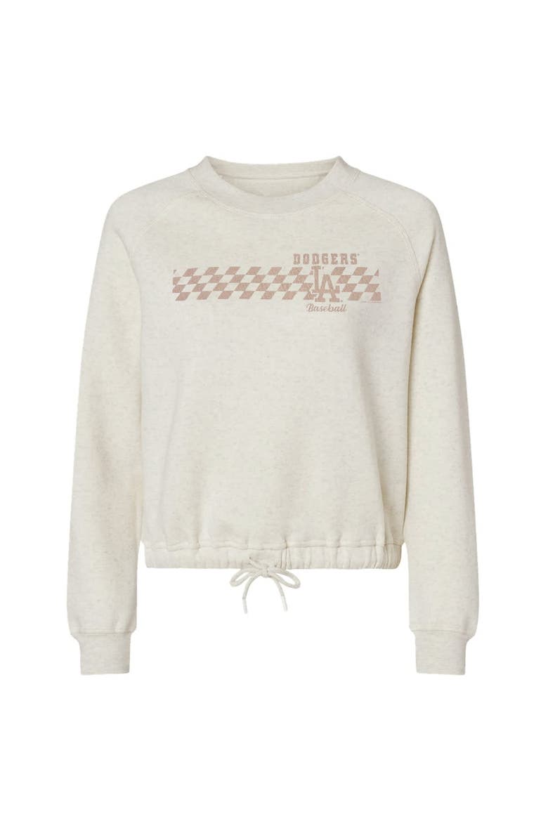SOFT AS A GRAPE Women's Soft as a Grape Natural Los Angeles Dodgers Tonal Checkered Sweatshirt, Alternate, color, Natural