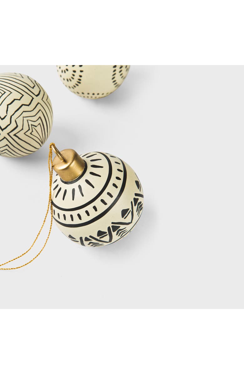 Mela Artisans Wintermark Ornaments, Alternate, color, Soft Tones With Black Motifs