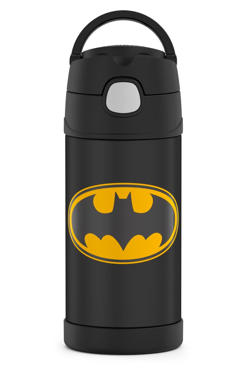 12-Ounce Stainless Steel Vacuum Insulated Straw Bottle, Alternate, color, BLACK/BATMAN