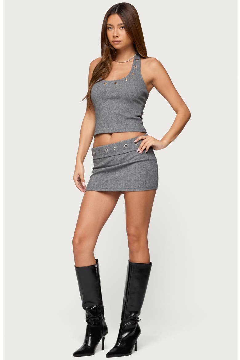 Havana Grommet Rib Miniskirt, Alternate, color, DARK-GRAY-MELANGE