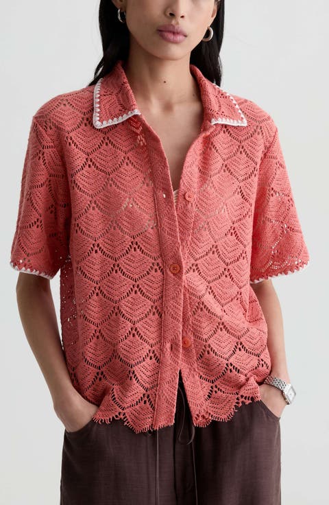 Kaylee Open Stitch Button-Up Shirt