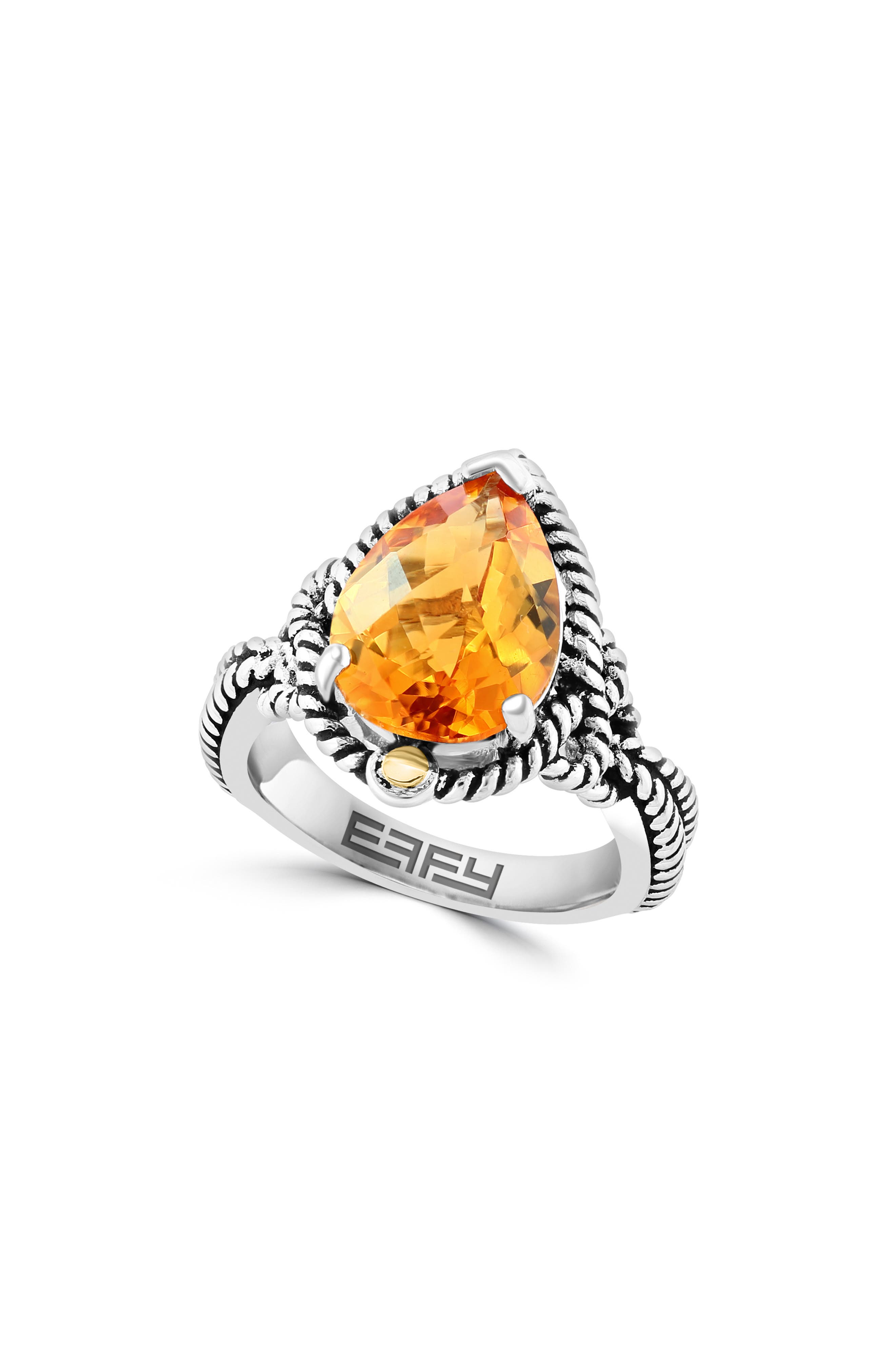 EFFY Sterling Silver & 18K Yellow Gold Citrine Ring