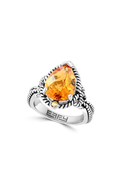 Sterling Silver & 18K Yellow Gold Citrine Ring