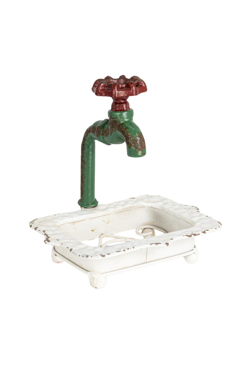Storied Home Charming Cast Iron Soap Dish with Miniature Faucet Detail, Main, color, 