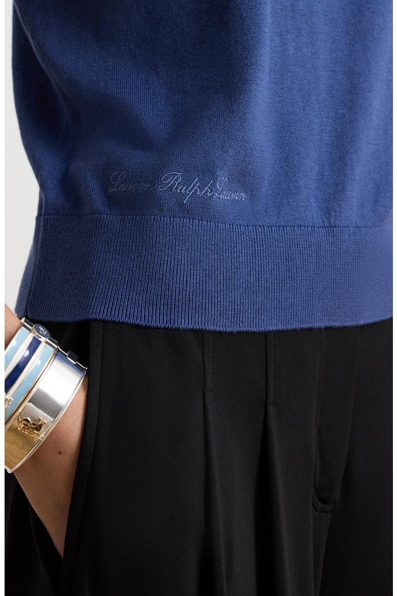 Short Sleeve Cotton Blend Sweater, Alternate, color, INKY BLUE