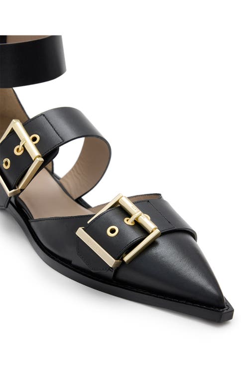 Allsaints Womens Black Sutton Multi-strap Flat Leather Courts In Black