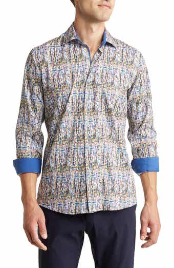 TOM BAINE Abstract Print Long Sleeve Slim Fit 4-Way Stretch Shirt
