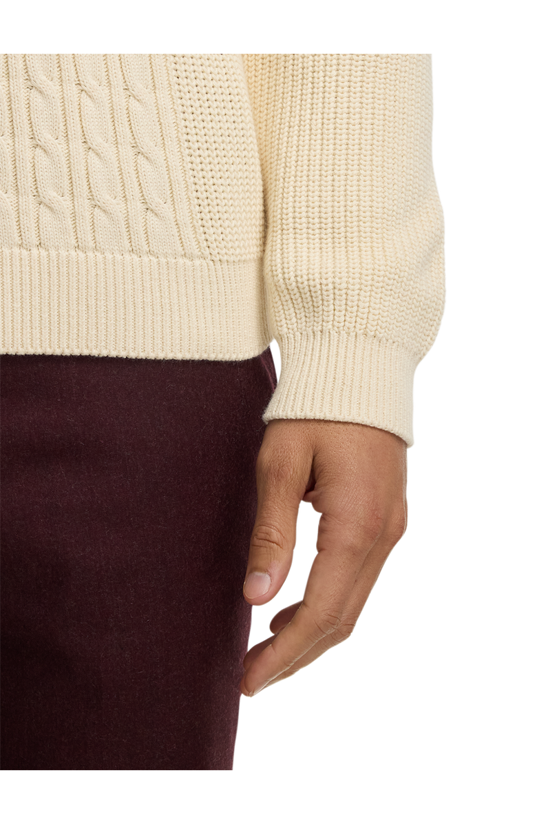 Paul Fredrick Cotton Cable V-neck Polo, Alternate, color, Ivory