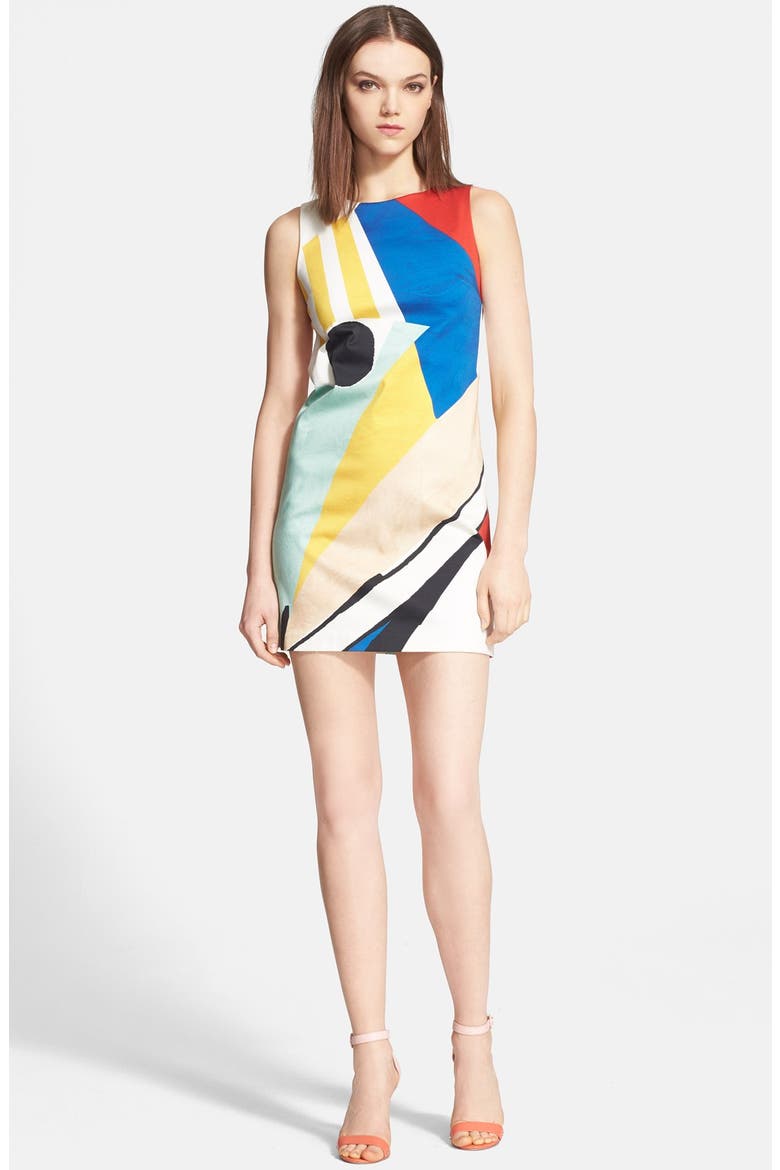'Clyde' Print Stretch Cotton Dress, Main, color, COLORBLOCK GRAPHIC