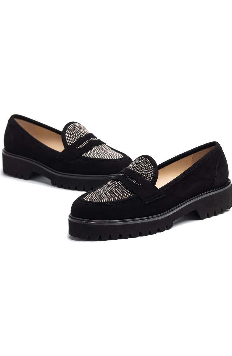 Jon Josef Faux Fur Lined Penny Loafer, Alternate, color,