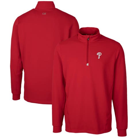 Men's Cutter & Buck  Red Philadelphia Phillies Traverse Stretch Quarter-Zip Pullover Top