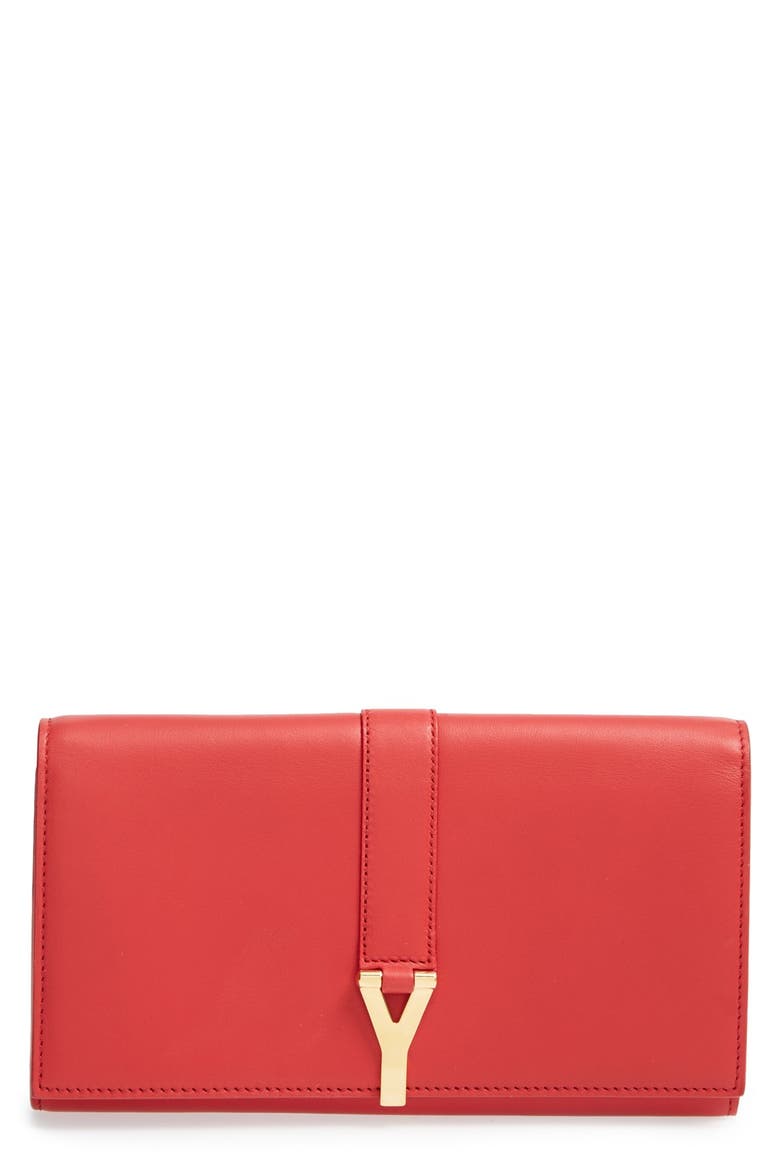 'Large Ligne Y' Leather Wallet, Main, color, LIPSTICK RED