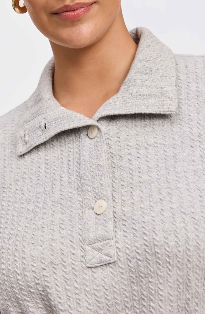 Foxcroft Sammy Cotton Blend Polo Sweater, Alternate, color, Charcoal Heather