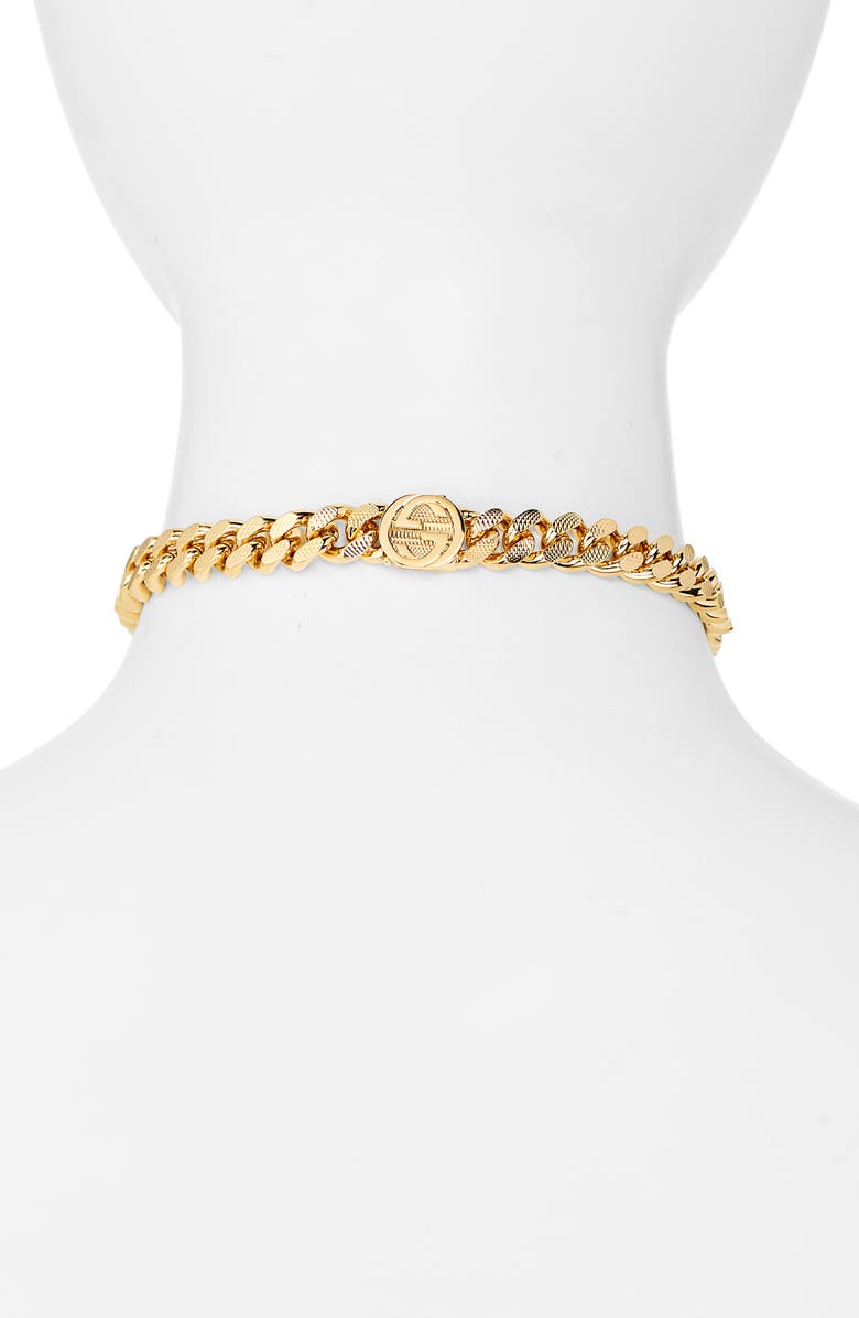 Gucci Interlocking G Gourmette Link Choker, Main, color, 