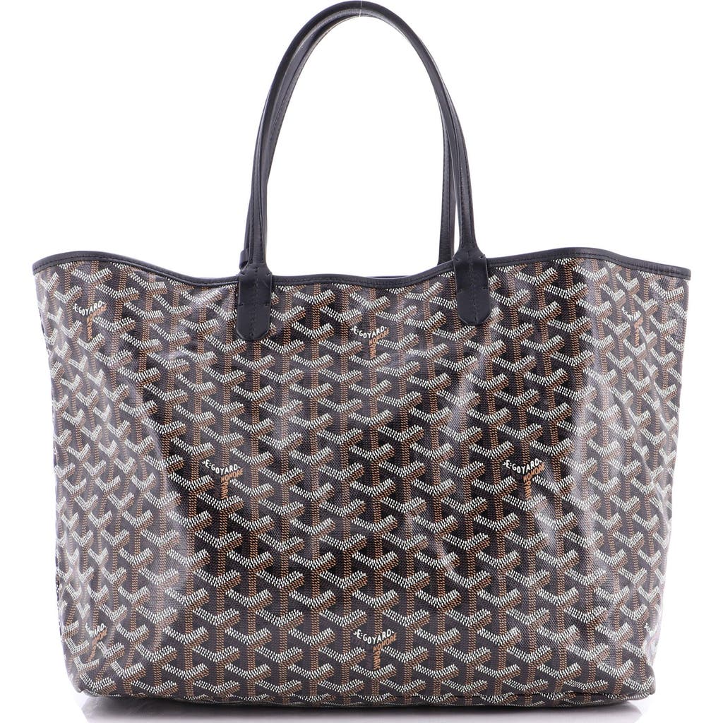 Pre-owned Goyard Goyard Saint Louis Tote Coated Canvas Pm In Black