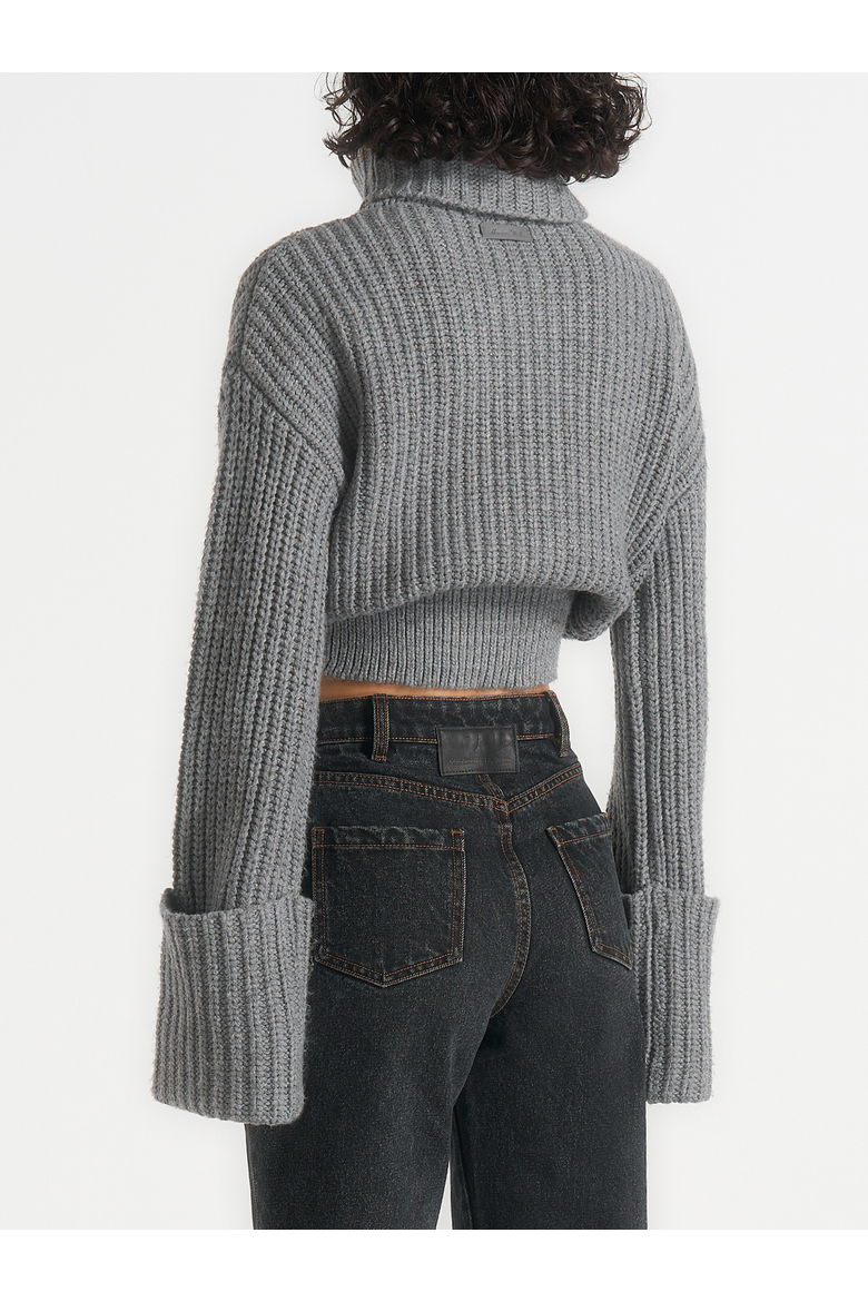 Amaya Roll Neck Knit Jumper With Cuffs, Alternate, color, Grey