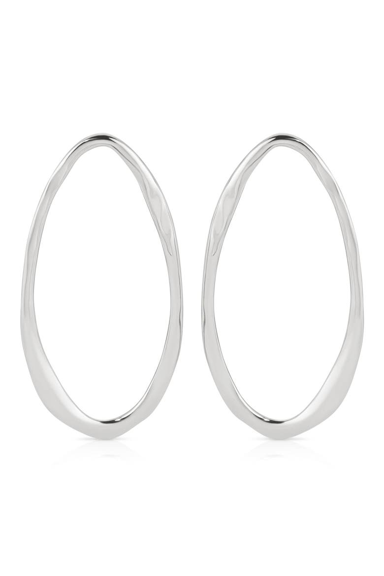 Large Oval Hammered Hoop Earrings, Main, color, SILVER
