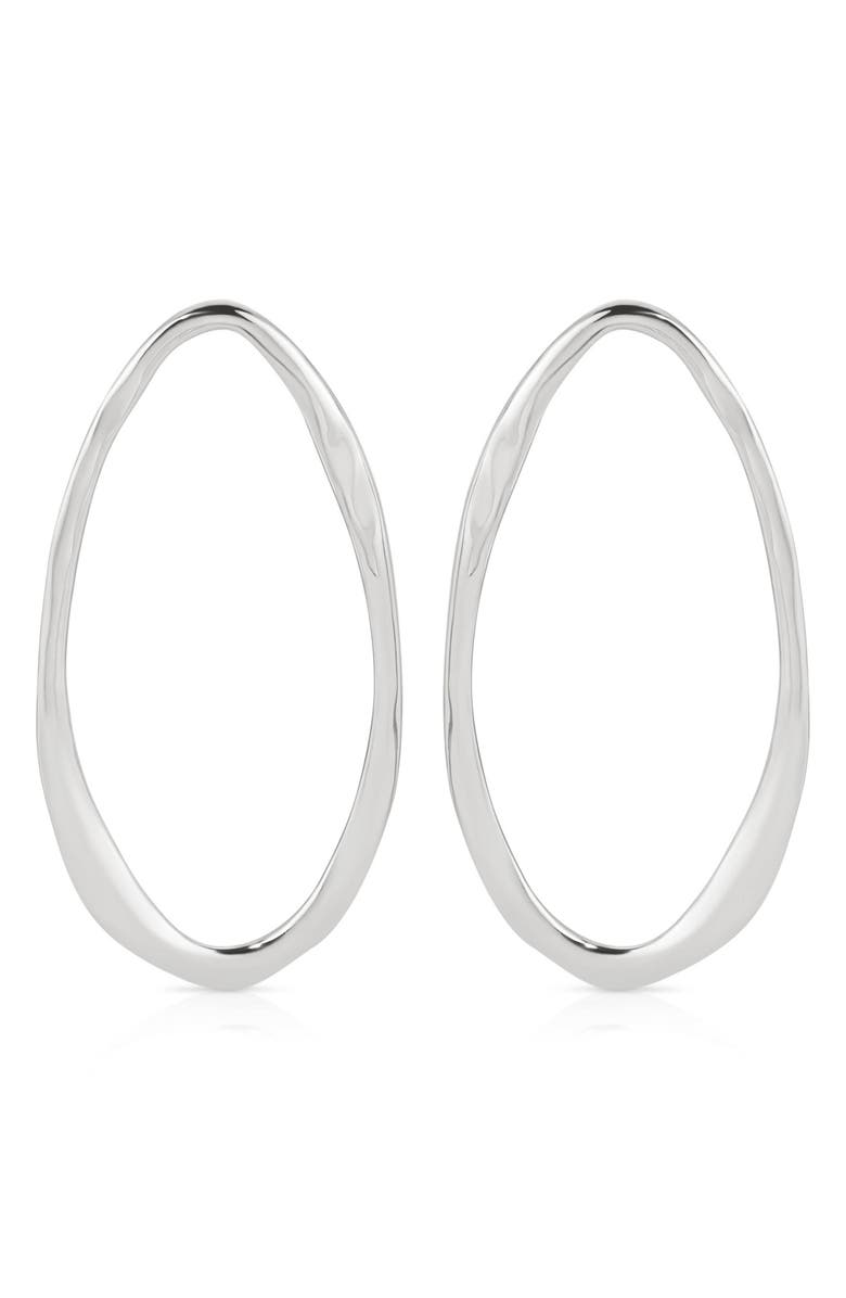 Ettika Large Oval Hammered Hoop Earrings, Main, color, Silver
