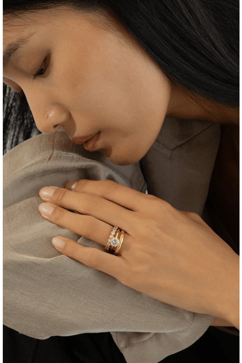 18K Gold Plated Sterling Silver Golden Gala Ring Trio Gift Idea, Alternate, color, Silver