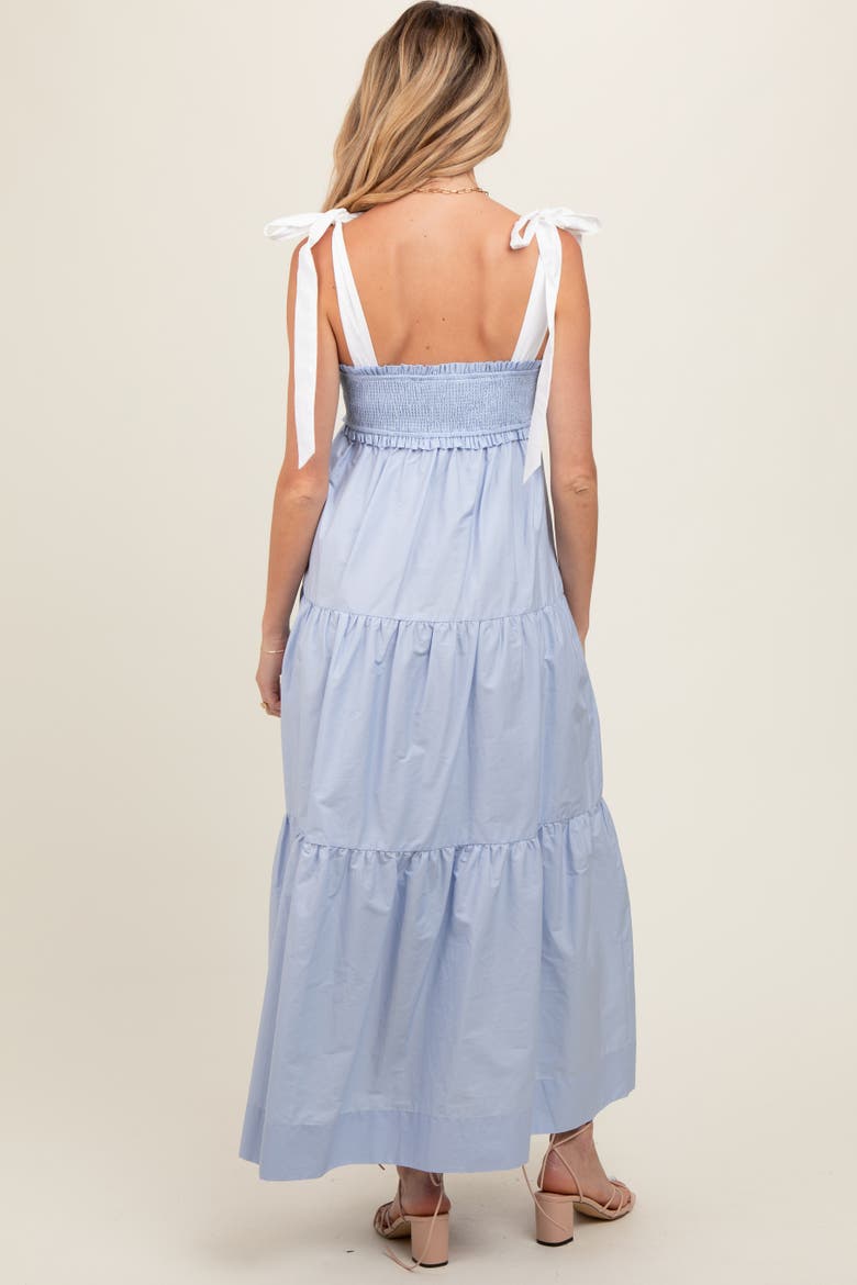 Blue Contrast Shoulder Straps Maxi Dress, Alternate, color, Light Blue