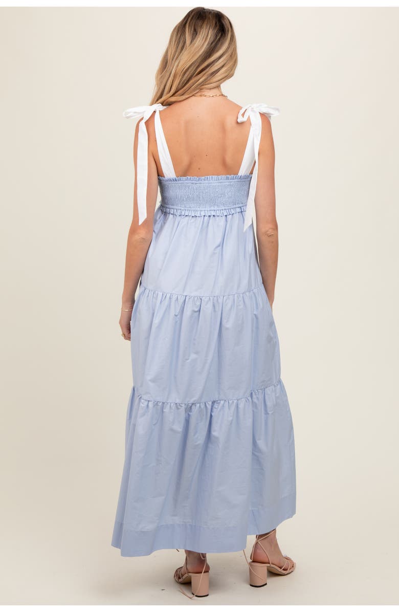 PinkBlush Blue Contrast Shoulder Straps Maxi Dress, Alternate, color, Light Blue