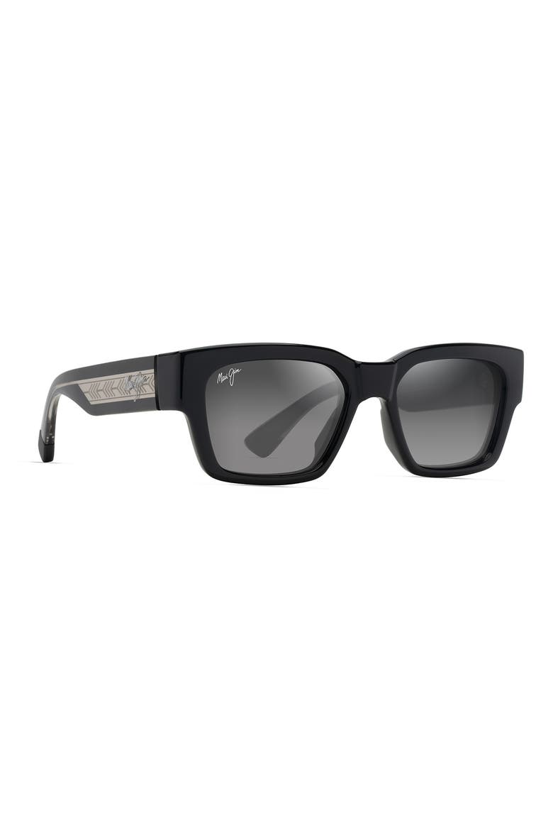Kenui 53mm PolarizedPlus2® Square Sunglasses, Alternate, color, SHINY BLACK/ LIGHT GREY