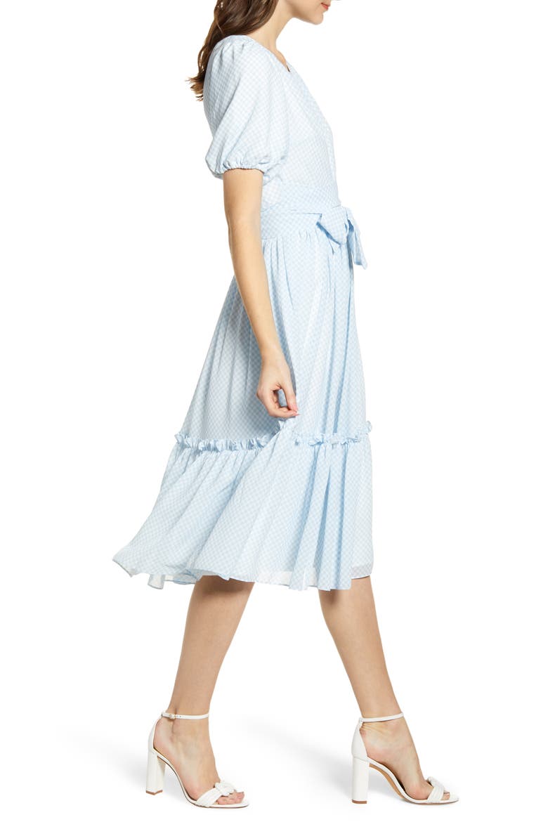 Gingham Puff Sleeve Dress, Alternate, color, BLUE SKYWAY GINGHAM