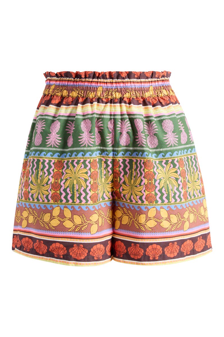 Truly Tropical High Waist Cotton Shorts, Alternate, color, CLOUD DANCER AOP TRO