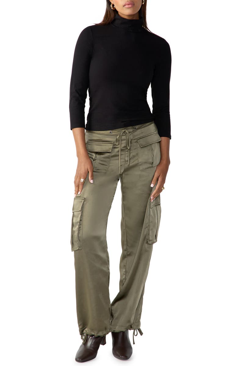 Sanctuary Rib Three Quarter Sleeve Mock Neck Top, Alternate, color,