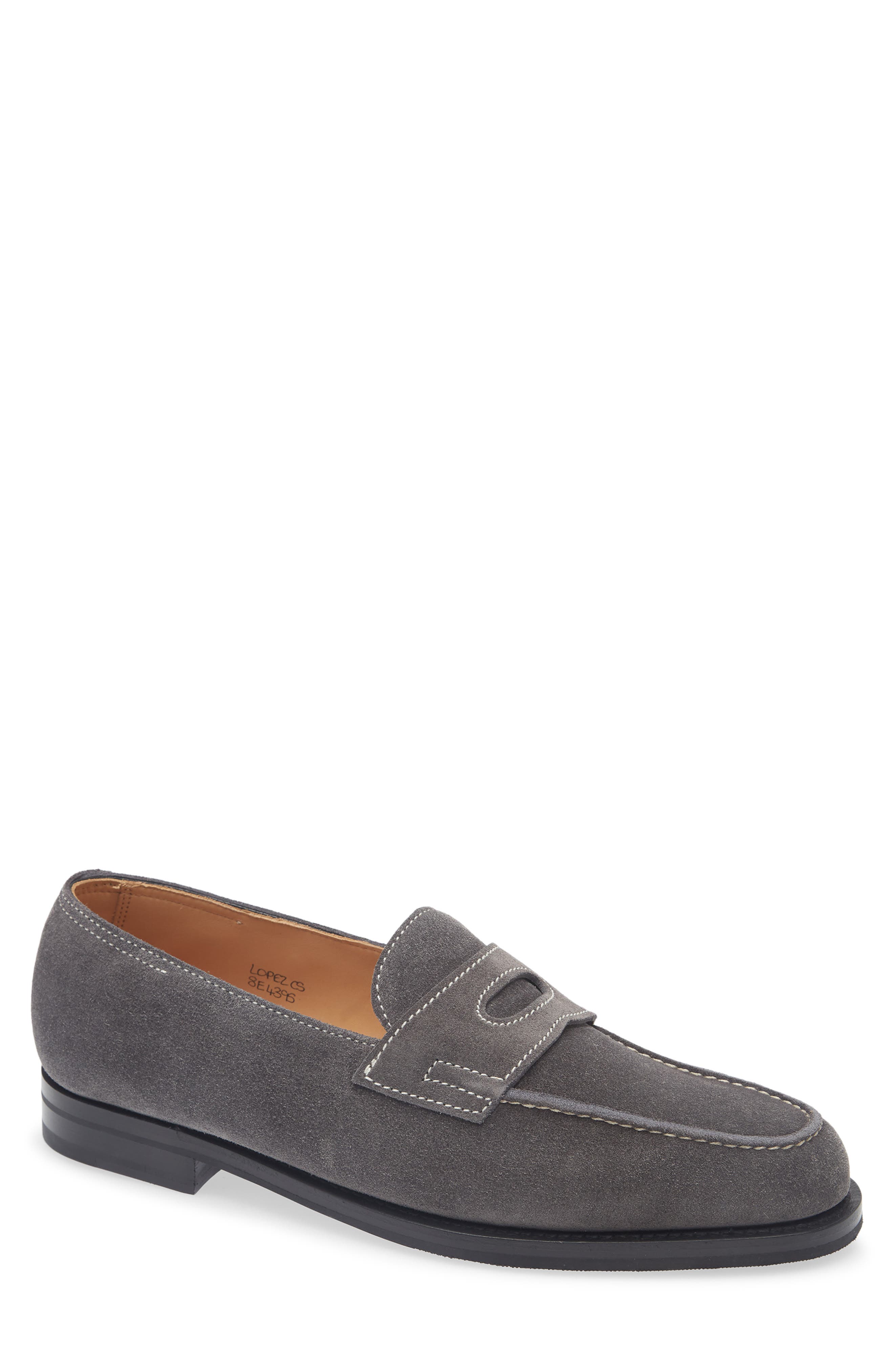 John Lobb Lopez Penny Loafer, Main, color, Carbon