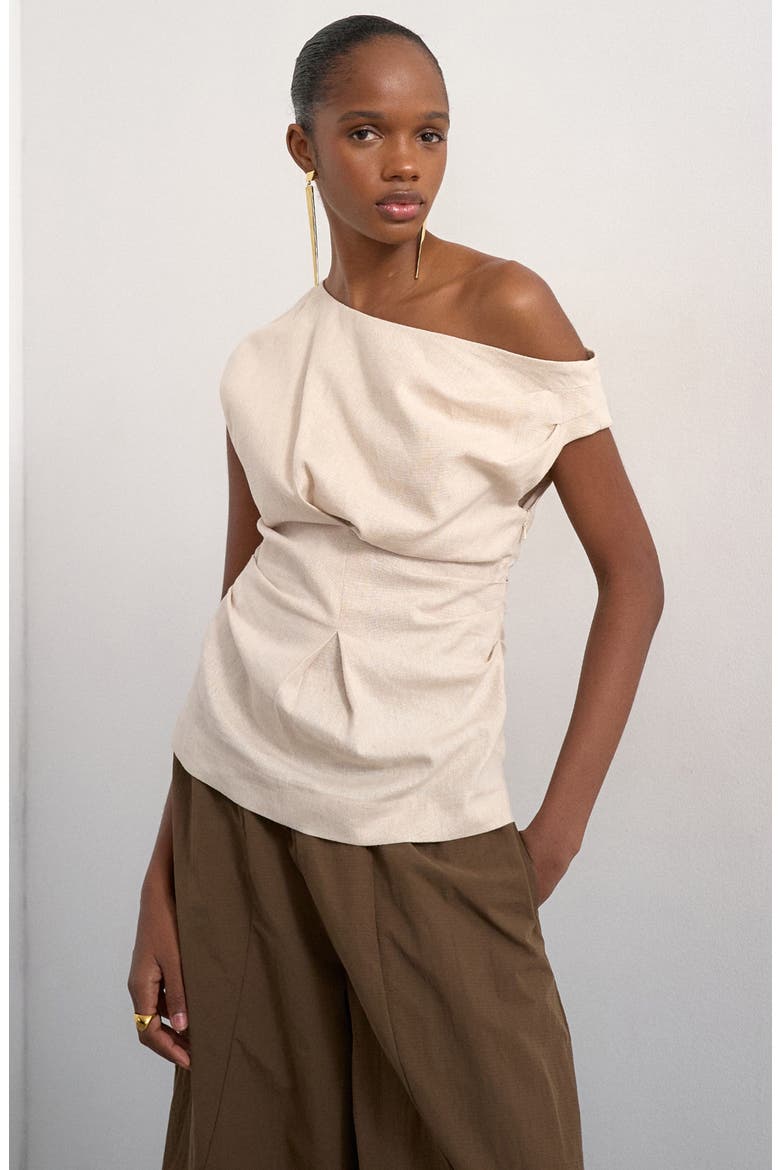 Cinched Waist Linen Blend Top (Women) | Nordstrom