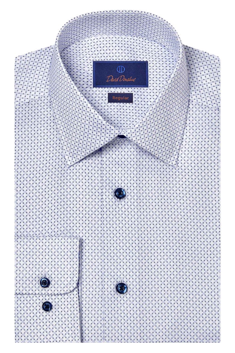 Regular Fit Grid Cotton Dress Shirt, Main, color, WHITE/ BLUE
