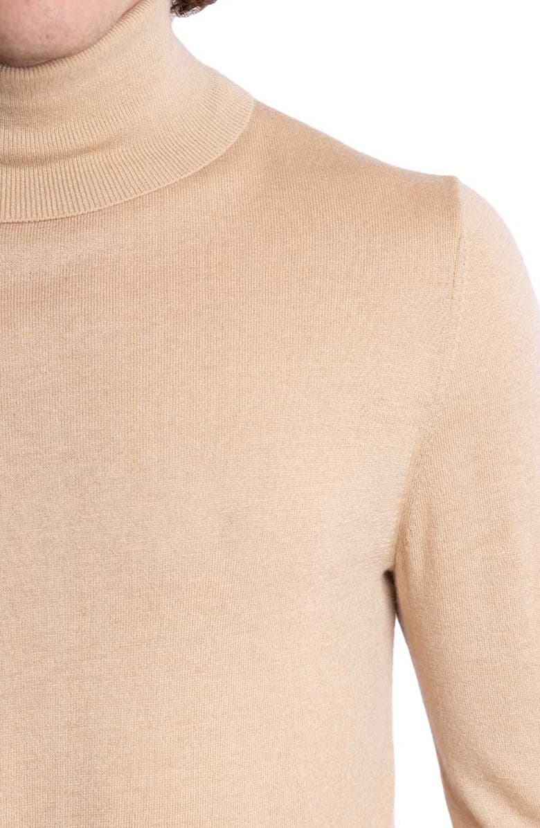 PAISLEY & GRAY Fine Gauge Turtleneck Sweater, Alternate, color, Almond