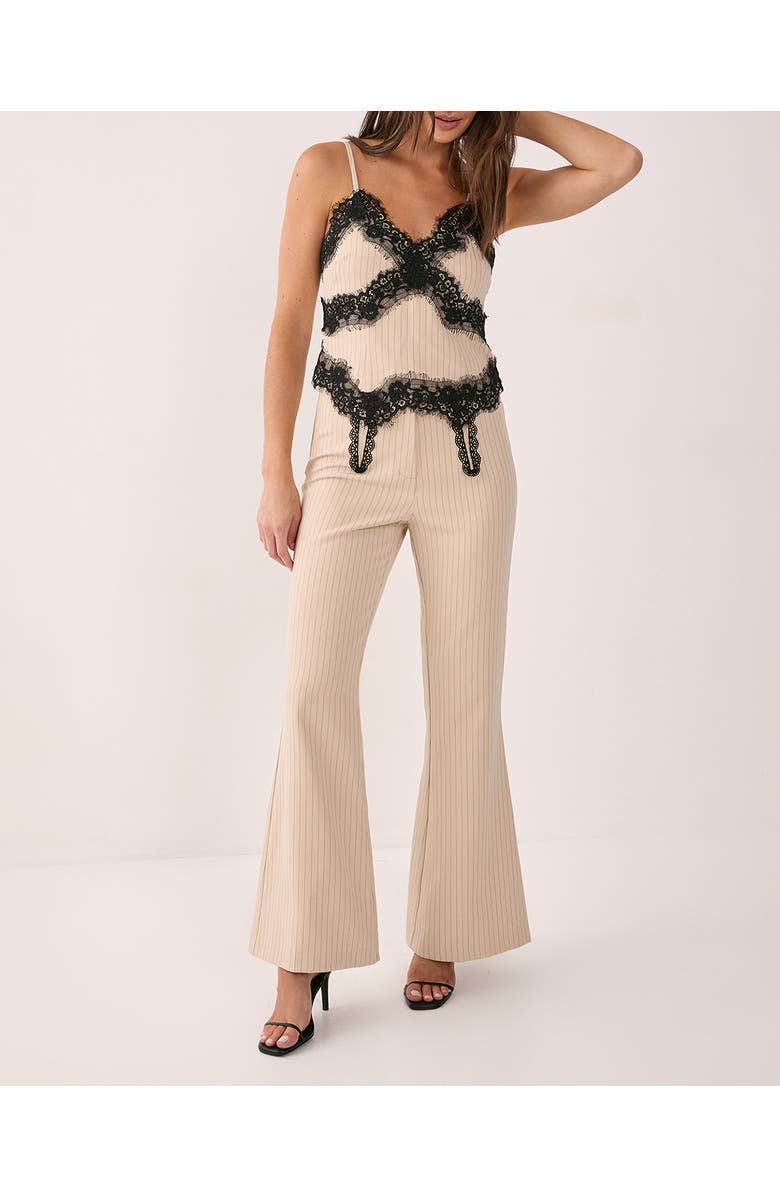 NASTY GAL Lace Trim Tailored Flared Pants, Alternate, color, 