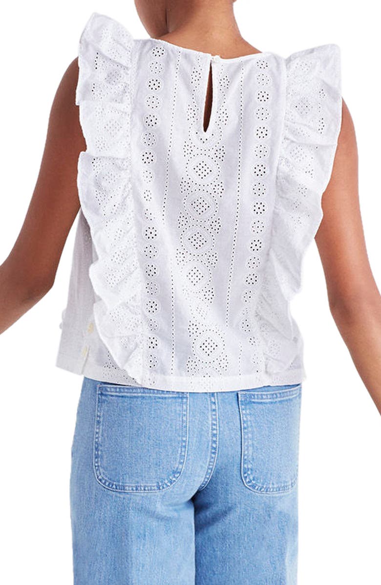 Madewell Bellflower Eyelet Ruffle Tank, Alternate, color,
