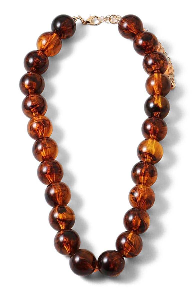 Amber Waves Beaded Necklace, Main, color, Brown