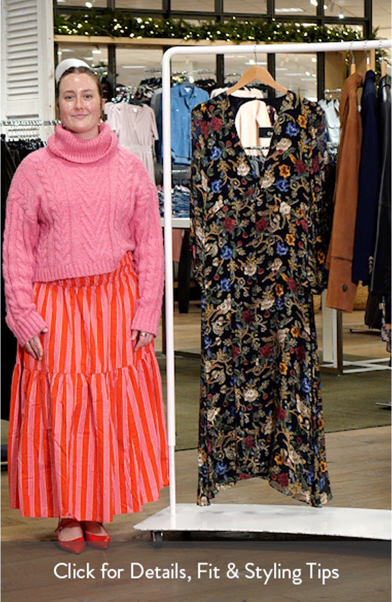 Mona Floral Burnout Long Sleeve Midi Dress, sales video thumbnail